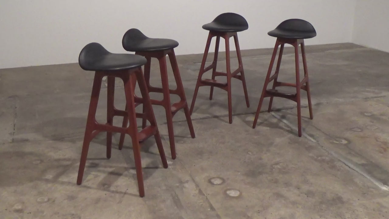 Erik Buch Wooden bar stools 1960 Denmark.
