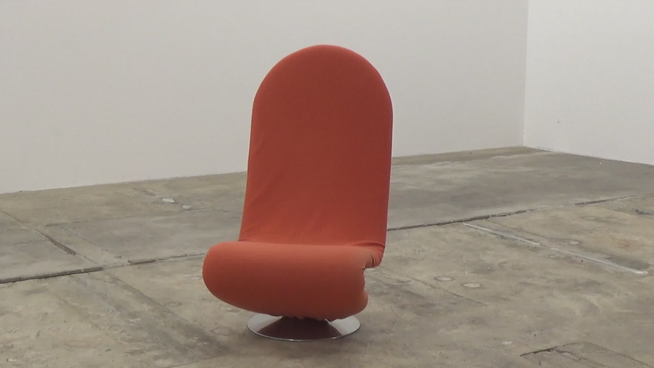 Verner Panton 1-2-3 Stoel met Hoge Rugleuning - Rood/Oranje, 1973