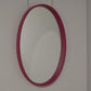 Large Vintage Mirror with Red Leatherette Frame
