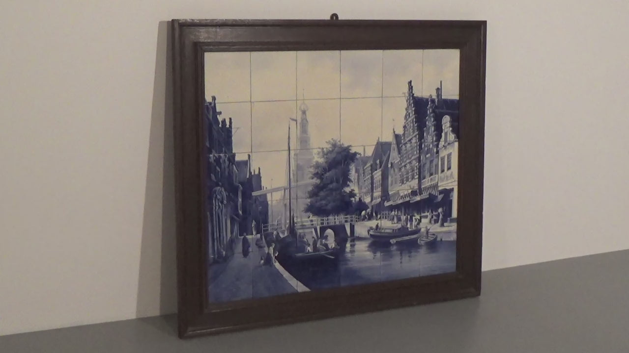 Large Tile tableau 30 pice De Waag Alkmaar Royal Delft Pr Fles by Cornelis Springer 1898