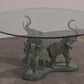 Exquisite 70s Bronze Elephant Table with Glass Top