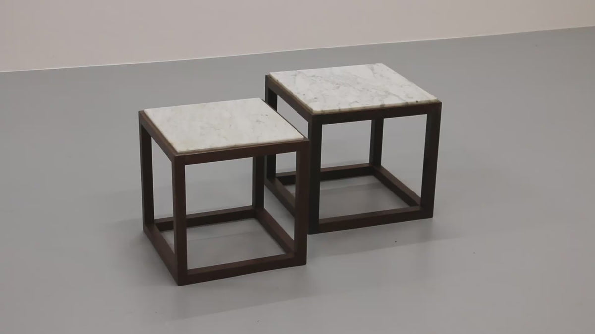 Rare 1970s Cubic Wenge & Marble Side Tables by Claus Bonderup & Torsten Thorup