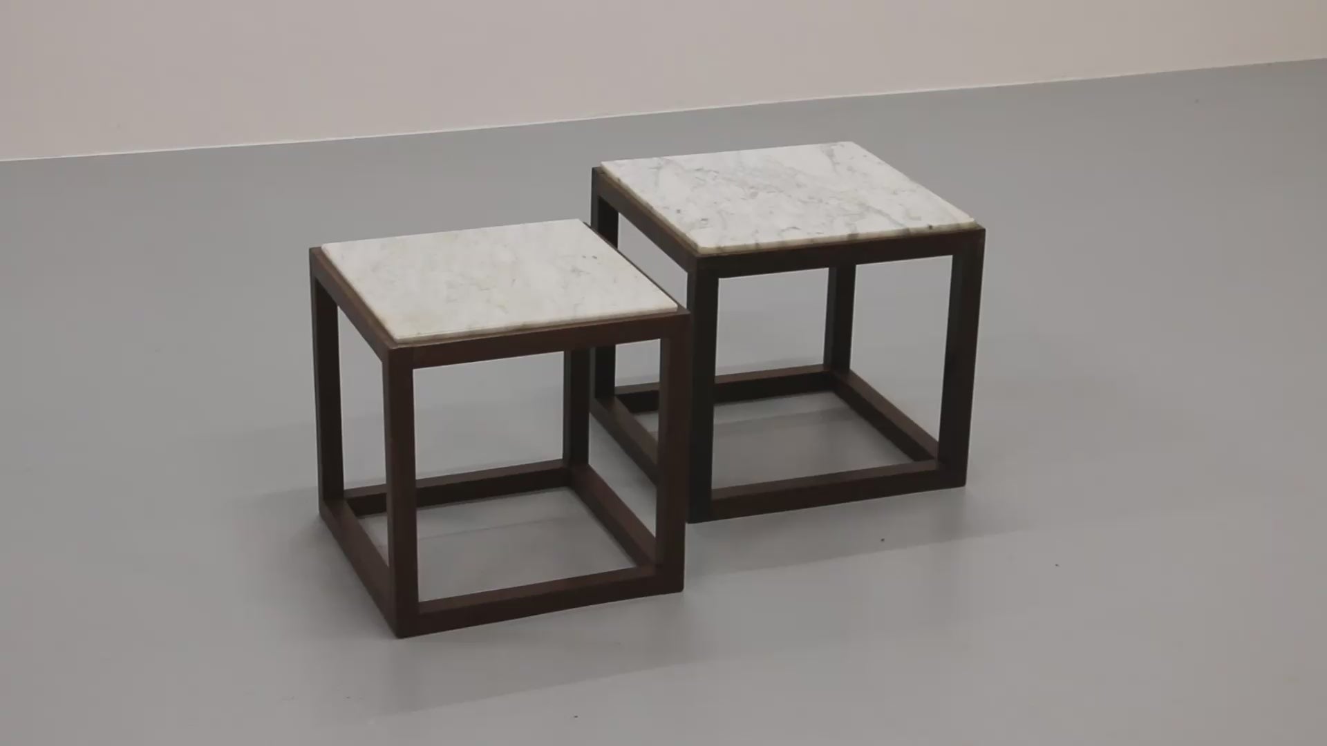 Rare 1970s Cubic Wenge & Marble Side Tables by Claus Bonderup & Torsten Thorup