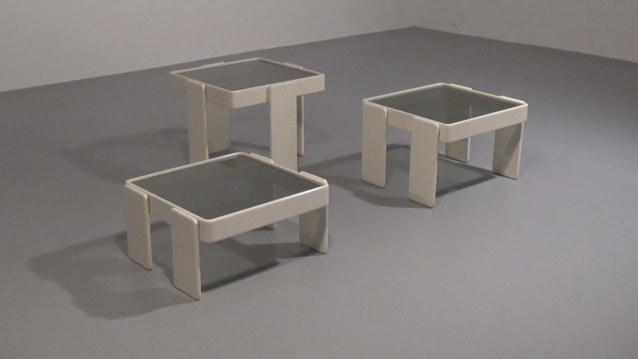 Gianfranco Frattini Stacking Tables for Cassina – Original Off-White Lacquer