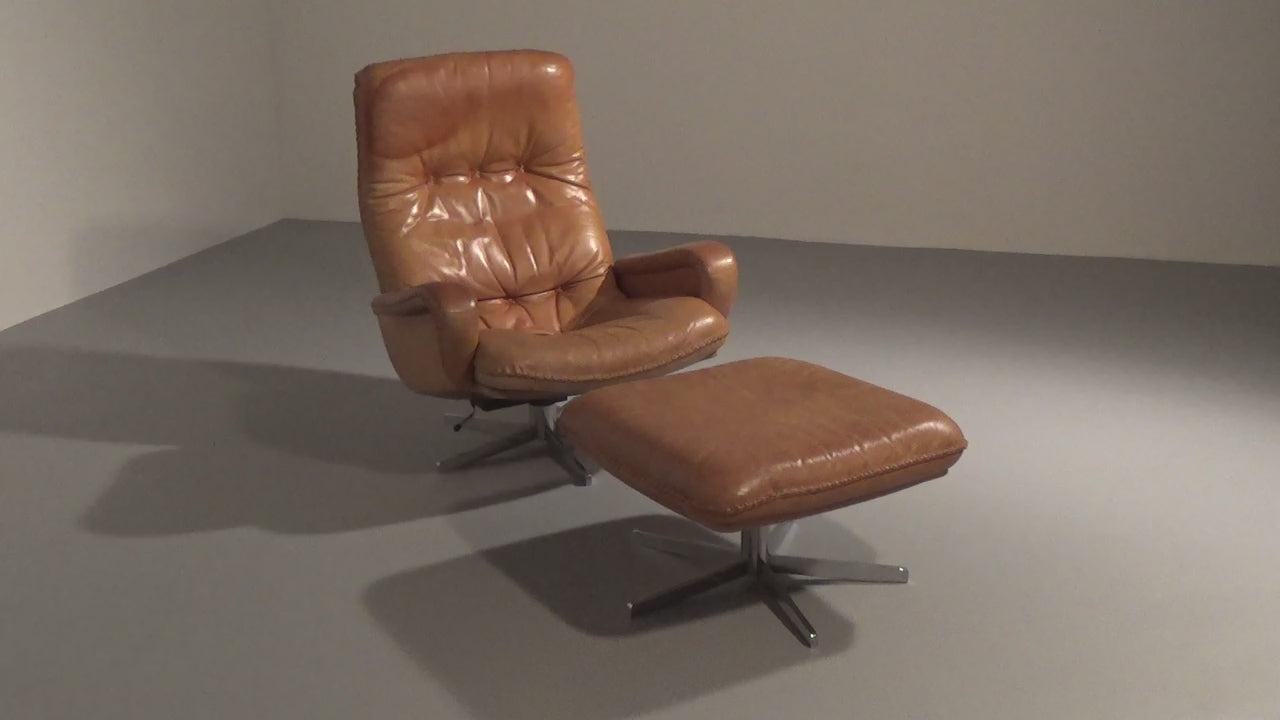 Vintage de Sede S 231 Leather armchair & ottoman, Switzerland 1960s