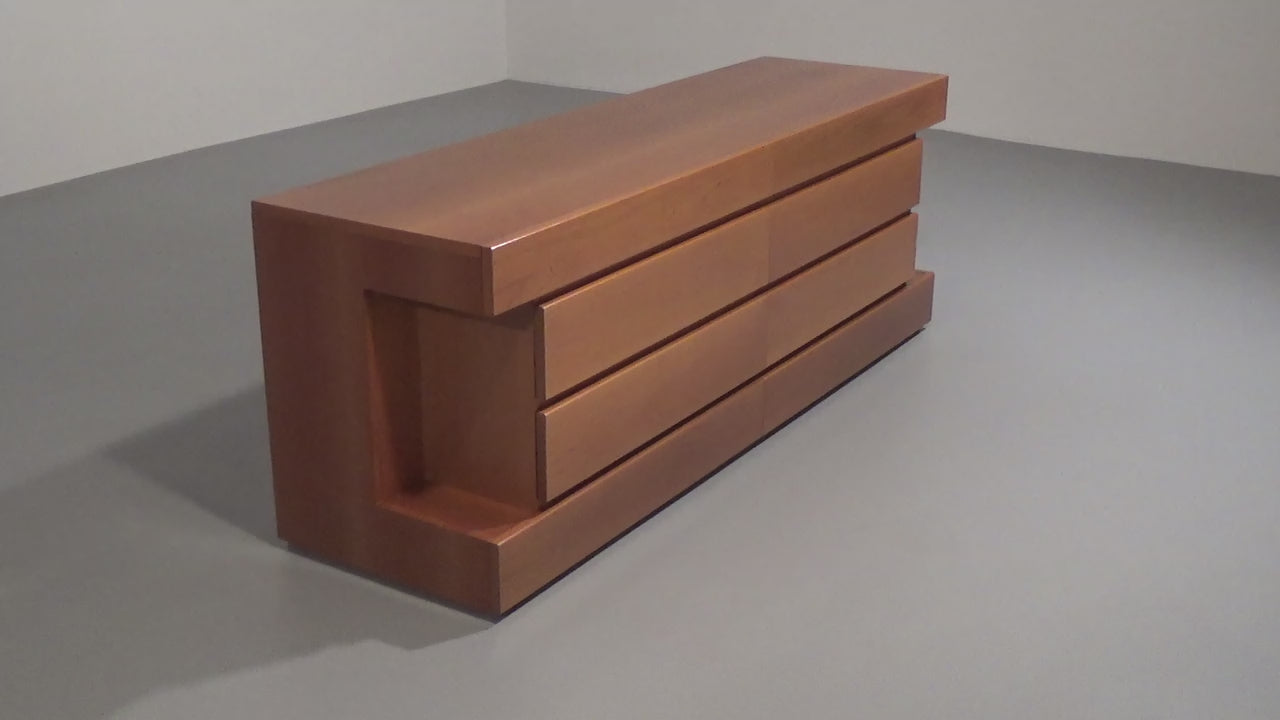 Post modern custom 8 drawer floating dresser blonde geometric design Italy