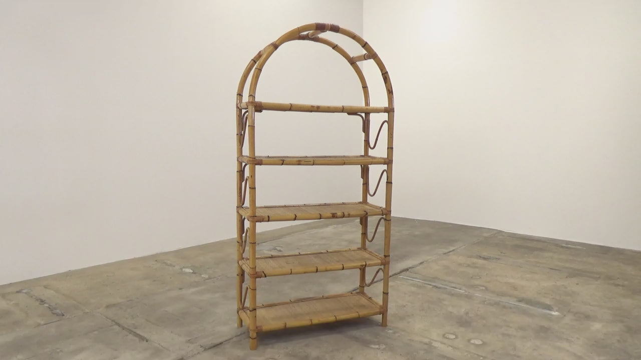 Groot mediterranean Bamboe Wandmeubel  Roomdivader of boekenkast 1970 Italie