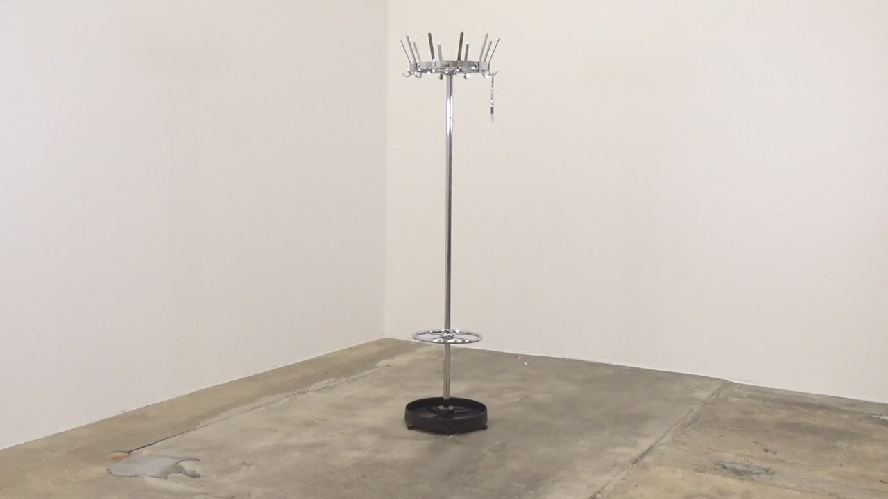 Vintage chrome kapstok met paraplu rek