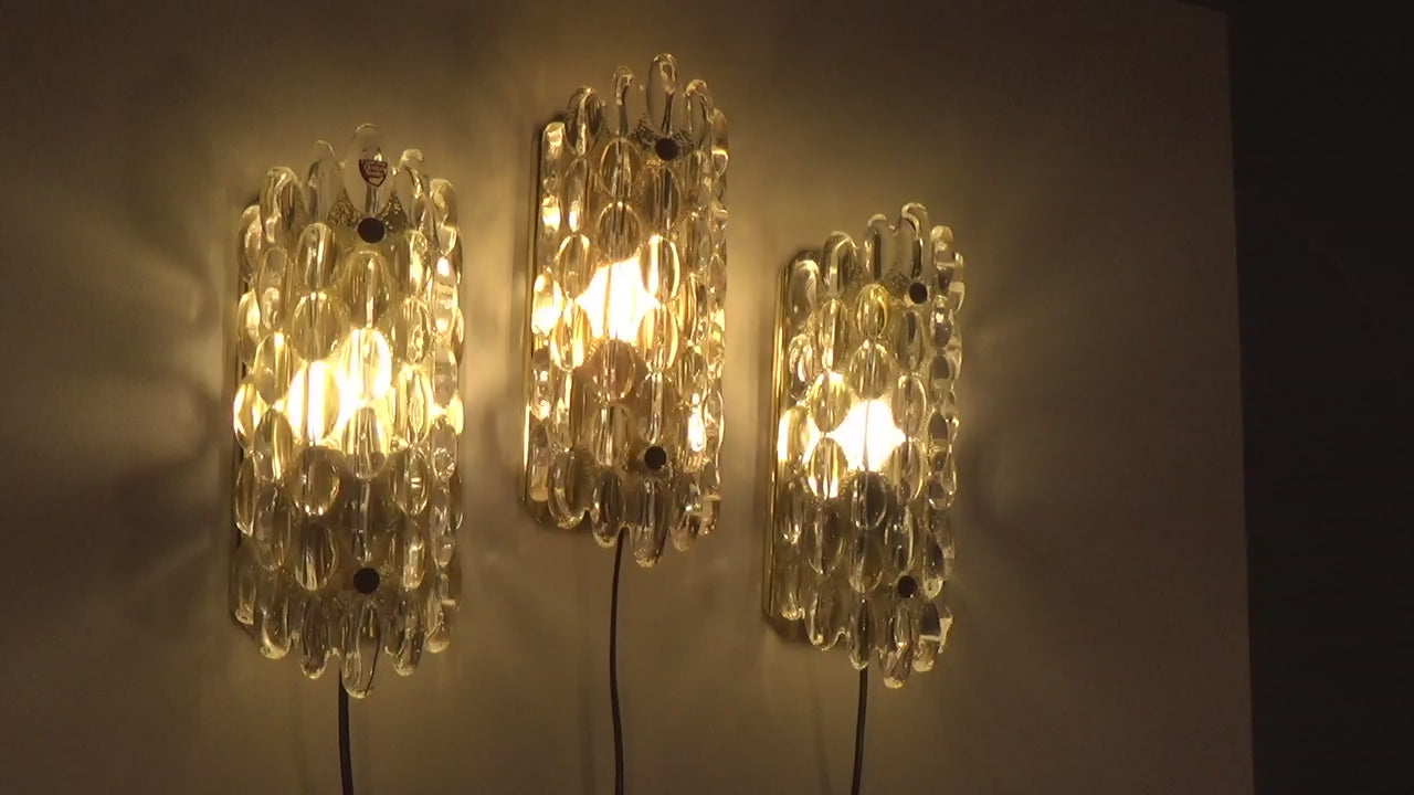 Elegant Crystal Waterdrop Sconces by Carl Fagerlund for Orrefors