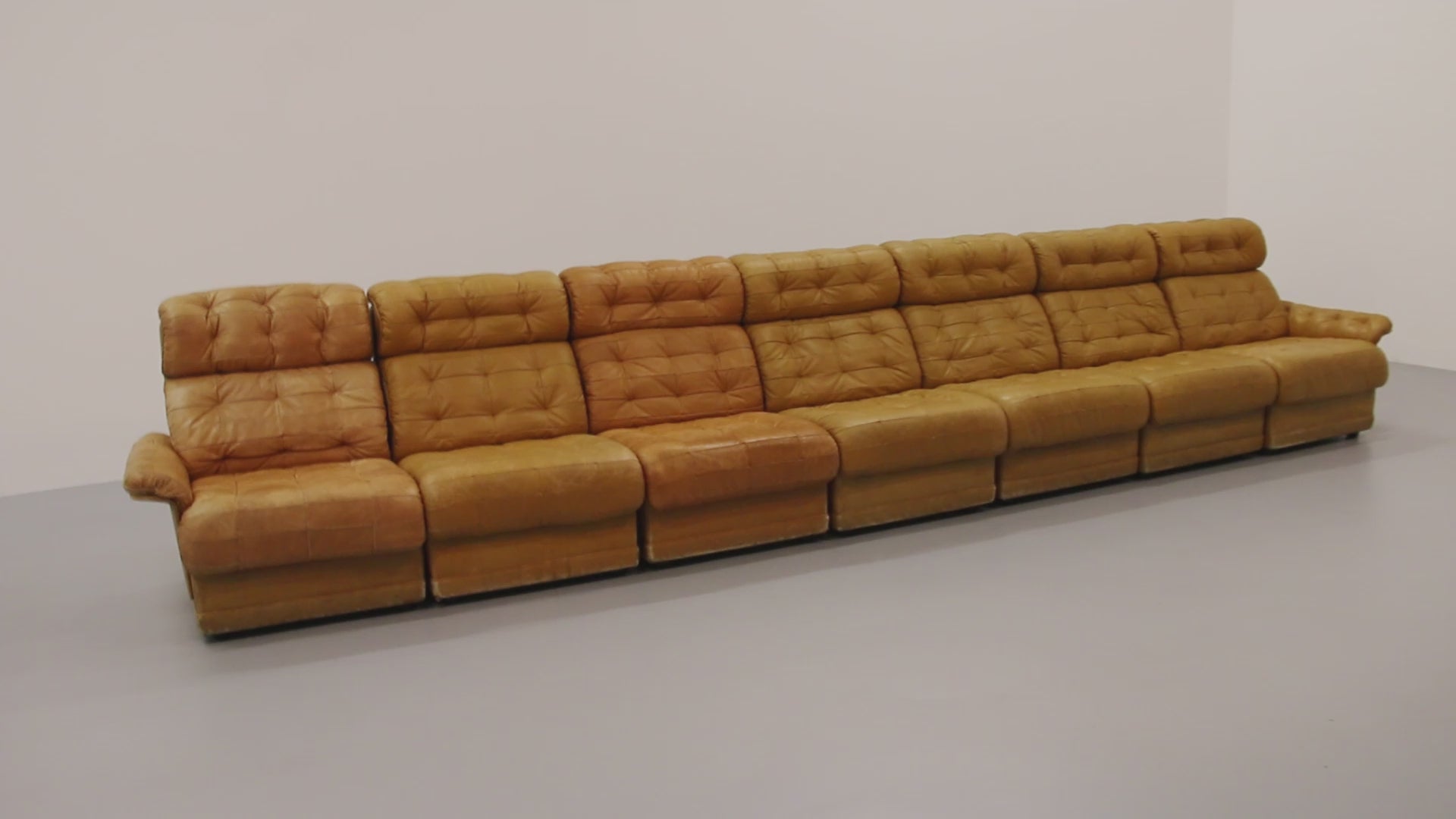 Stunning Modular 1970s Cognac Leather Sofa Set
