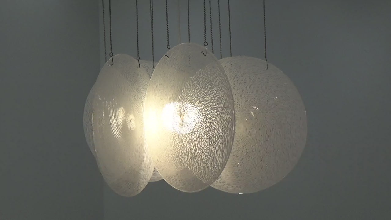 1960s Carlo Nason Glass & Steel Chandelier – Iconic Italian Mid-Century Design