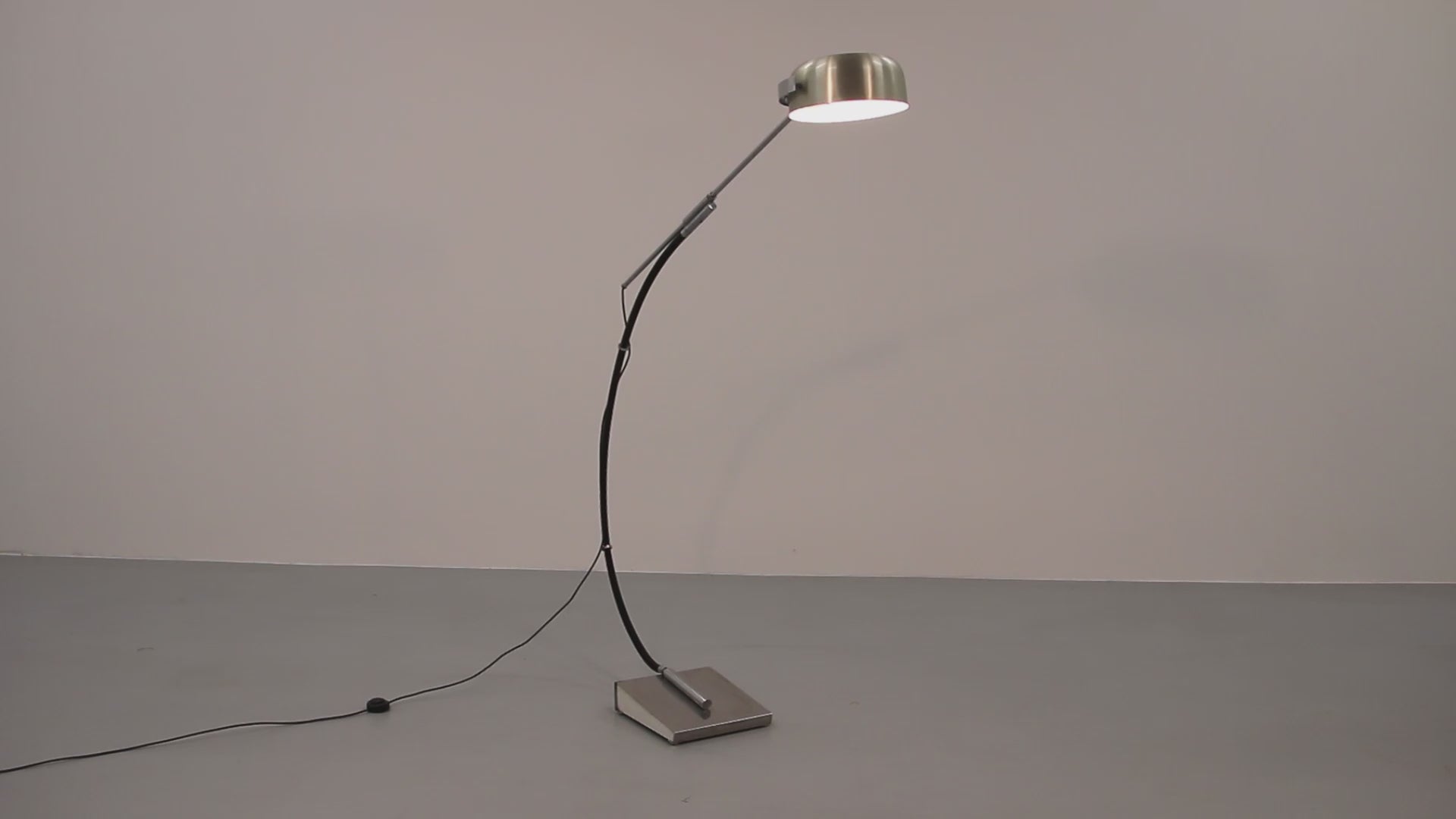 Iconic 1970s Chrome Arc Floor Lamp with Adjustable Swing Arm 1970 Italy
