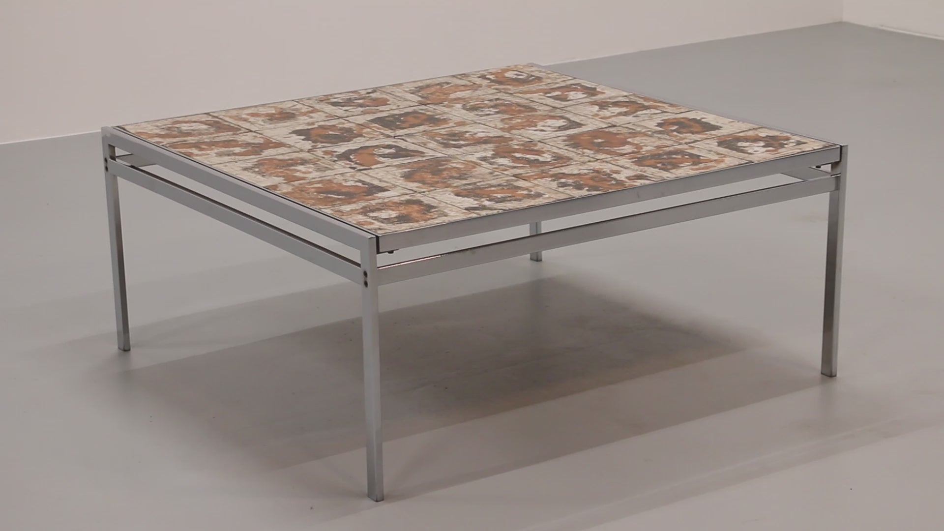 Coffee Table in Chrome-Plated Frame and Ceramic Tiles, Denmark, 1970s