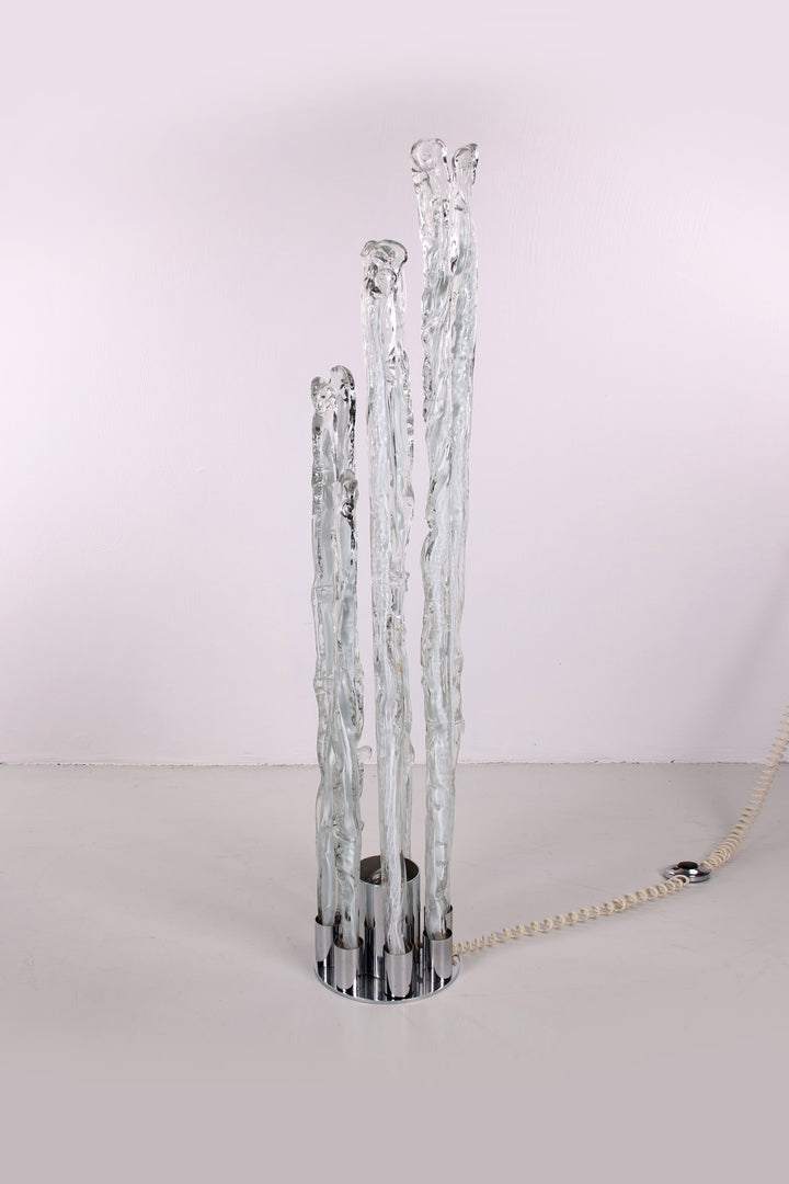 Ijs Vloerlamp Excalibur Design by Ettore Gino Poli gemaakt in Murano voorkant