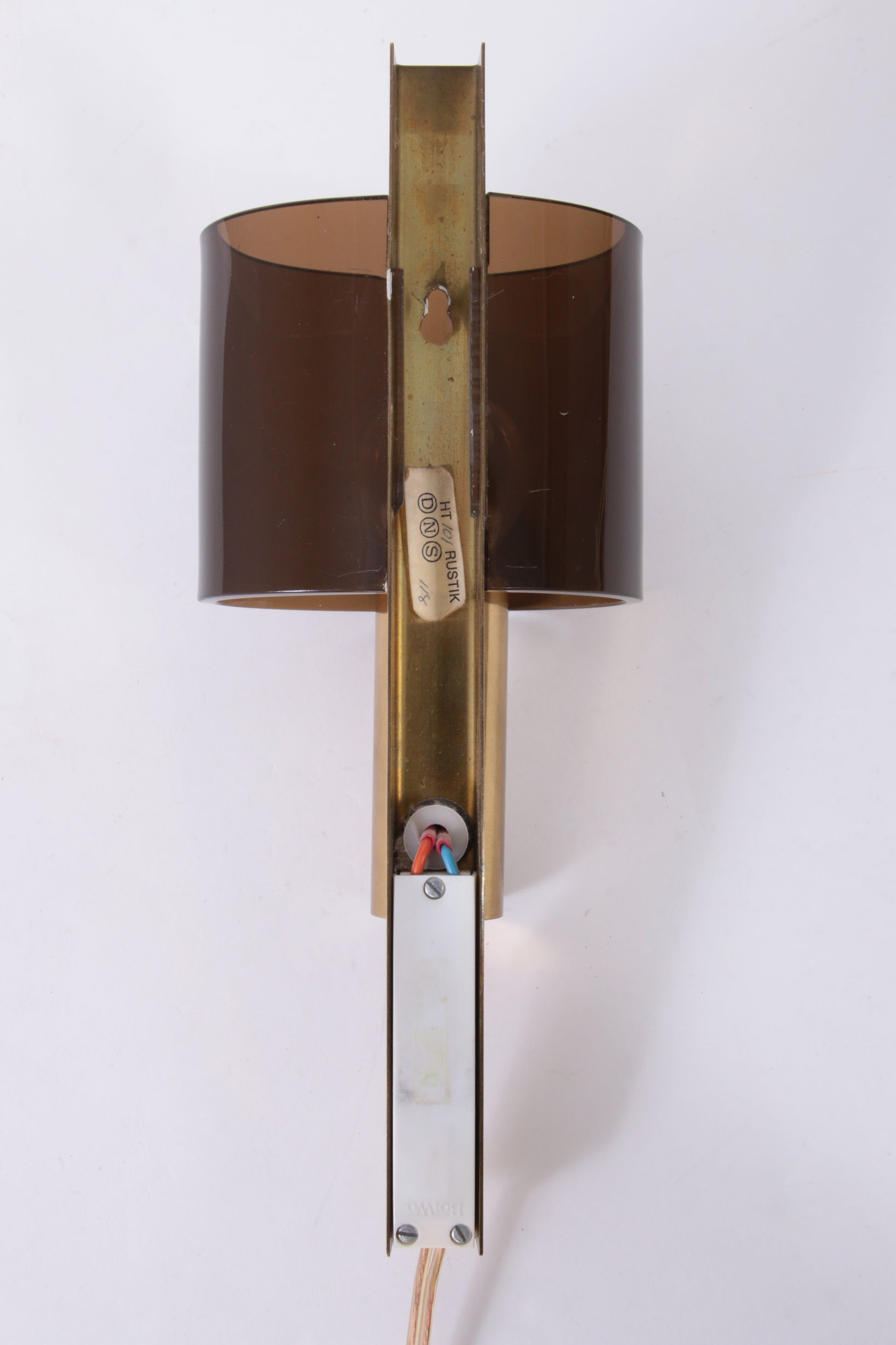 Danish Gilt Brass & Smoked Acrylic Glass Sconce from Hassel & Teudt, 1960s