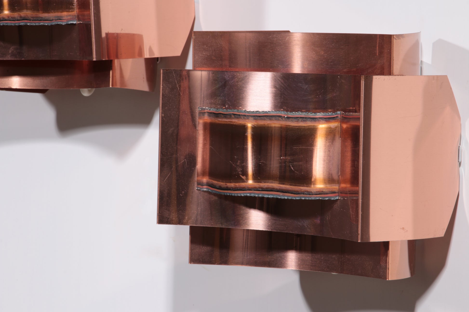 Set of 3 wall lamps Svend Aage Holm Sørensen brutalist and copper,1960
