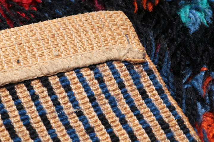 Vintage Abstract veelkleurig hoogpolig vloerkleed, Duitsland, jaren 70