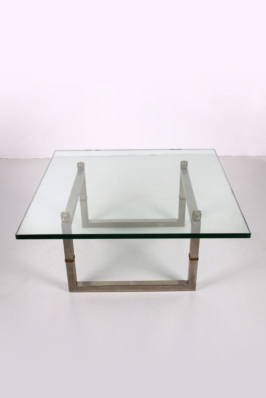 Peter Ghyczy Glass Coffee Table with Stainless Steel Frame Biri T29