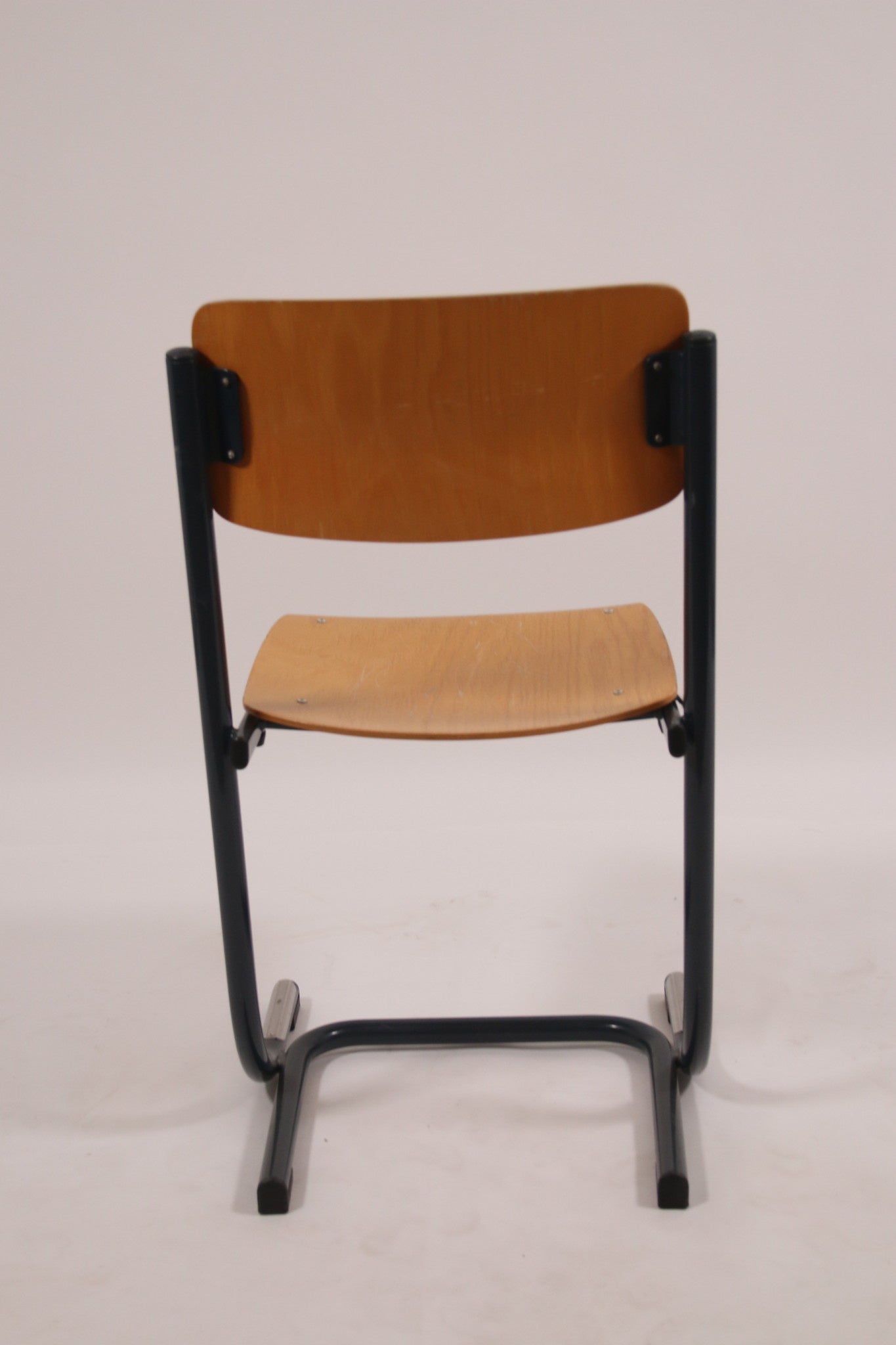 School stoel Stapelbare hout blauw frame