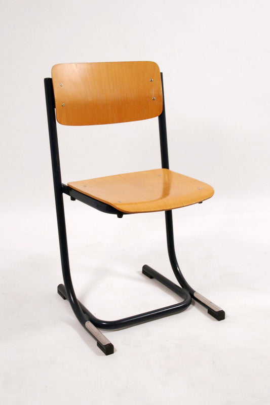 School chair Stackable wood blue frame