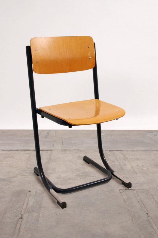 School chair Stackable wood blue frame