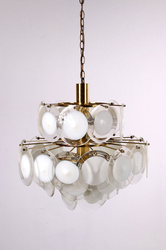 Murano White Chandelier by AV Mazzega, Italy