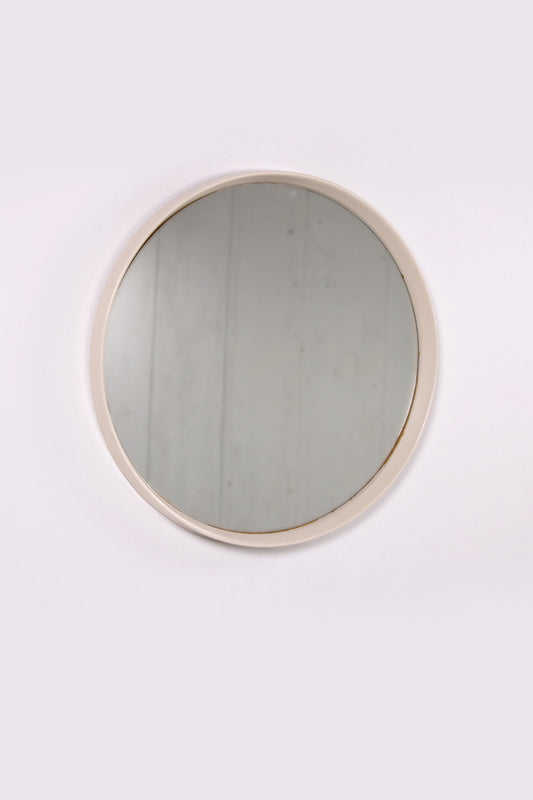 Vintage large round mirror with white edge years 60s.