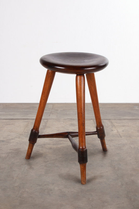 Elegant Heavy Oak Stool from the 1920s with Stunning Patina