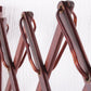Teakhouten Harmonica wandlamp detail kabels