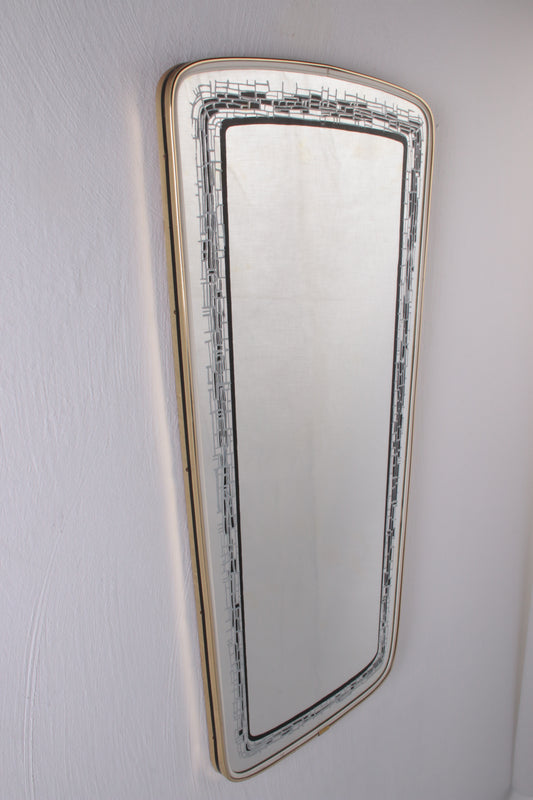 Vintage Oblong Wall Mirror with black/grey decorative border