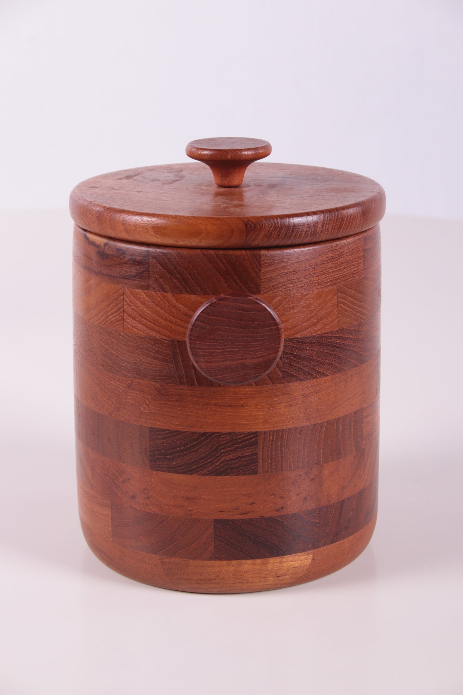 Vintage teakhouten ijsemmer design Viners of Sheffield zijkant