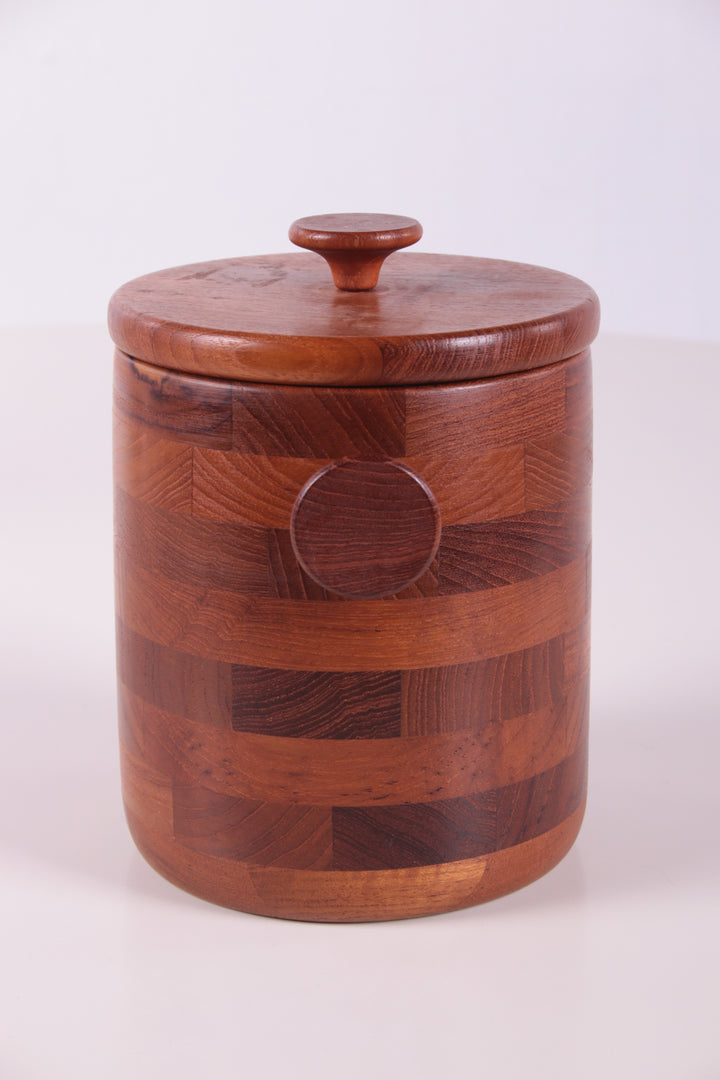 Vintage teakhouten ijsemmer design Viners of Sheffield zijkant