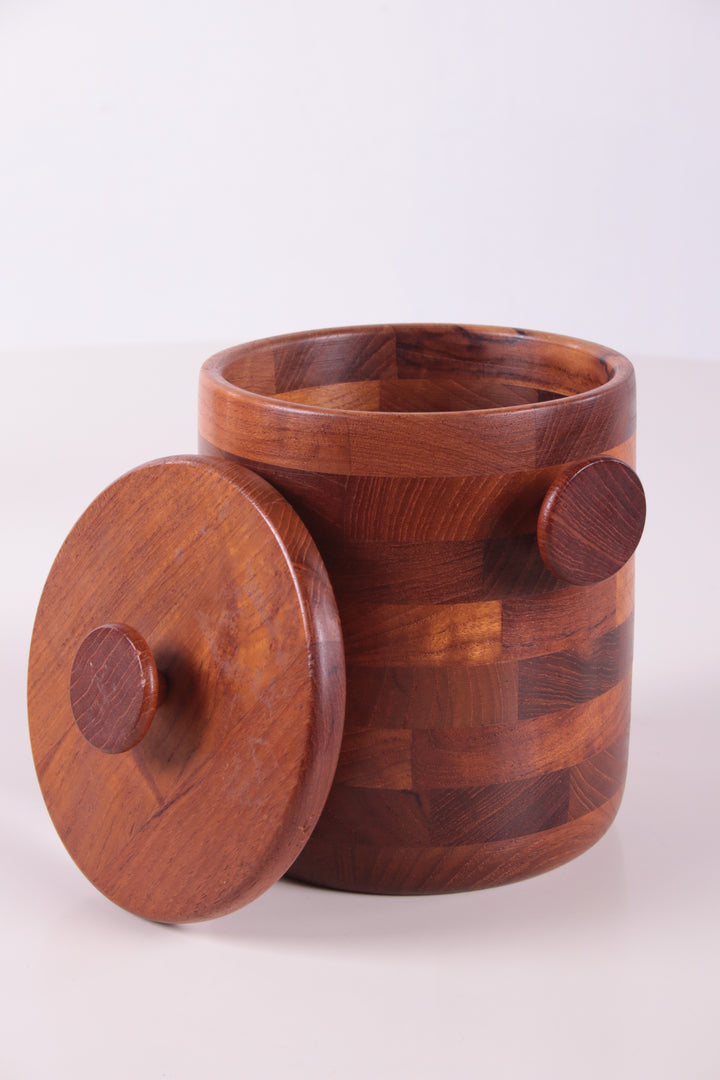 Vintage teakhouten ijsemmer design Viners of Sheffield zijkant zonder deksel