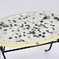 Langwerpigen ronden mozaieke bijzet tafeltje of platen tafeltje