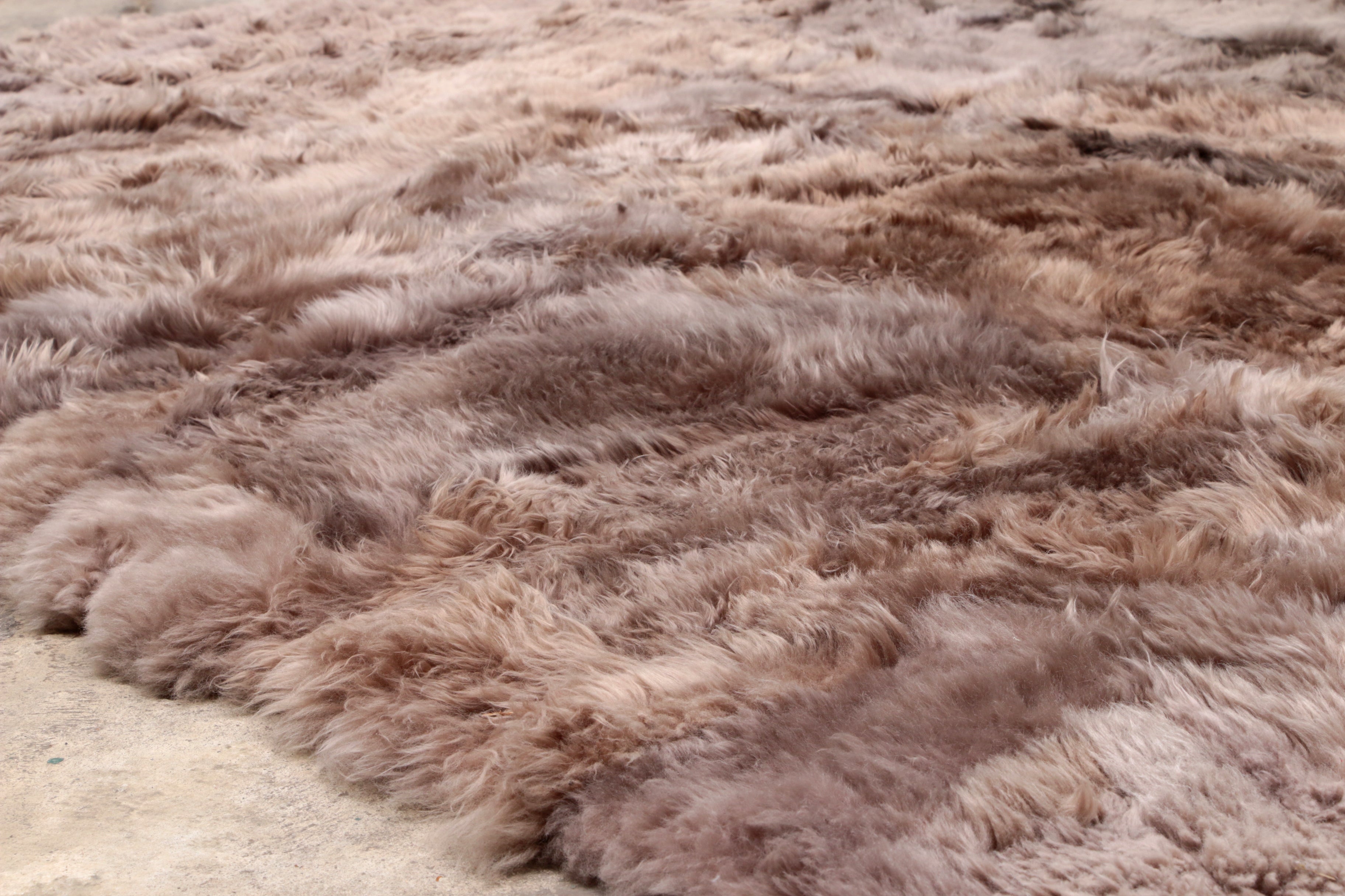 Vloerkleed van lamswol merk Taiga Lambert,1970 Duitsland.