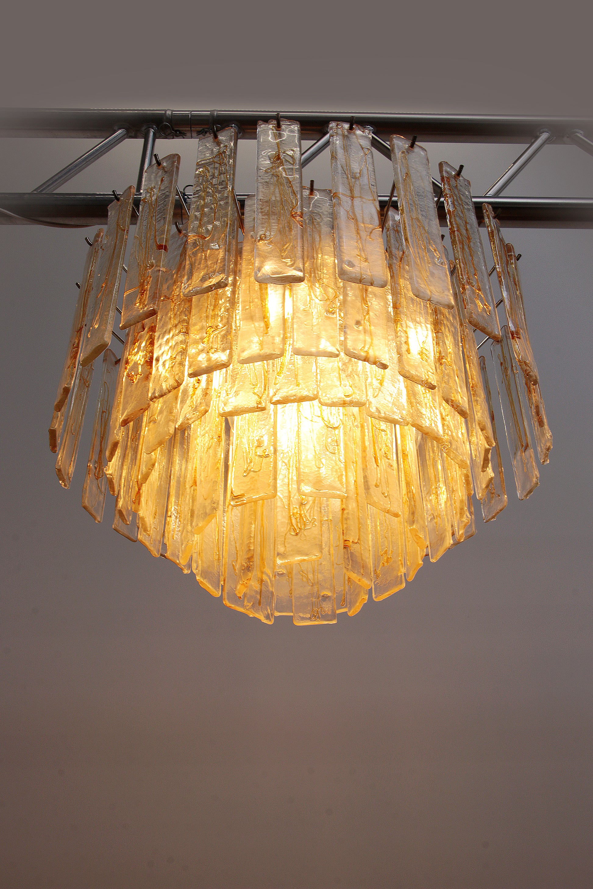 Jaren70 Grote Murano glas hanglamp van Mazzega,Italie