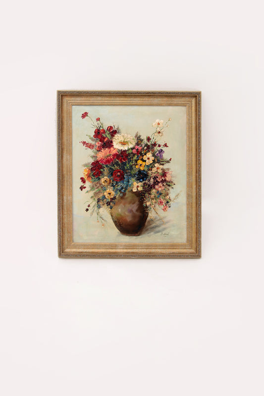 Painting Van J.Stein Field bouquet with beautiful wooden frame 20th century.