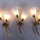 24 Ct gold plated Tulip glass wall lamps Italian Design 1970s