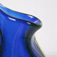 Vintage Blue Pointed murano glass vase with uranium or Anne green 1960s
