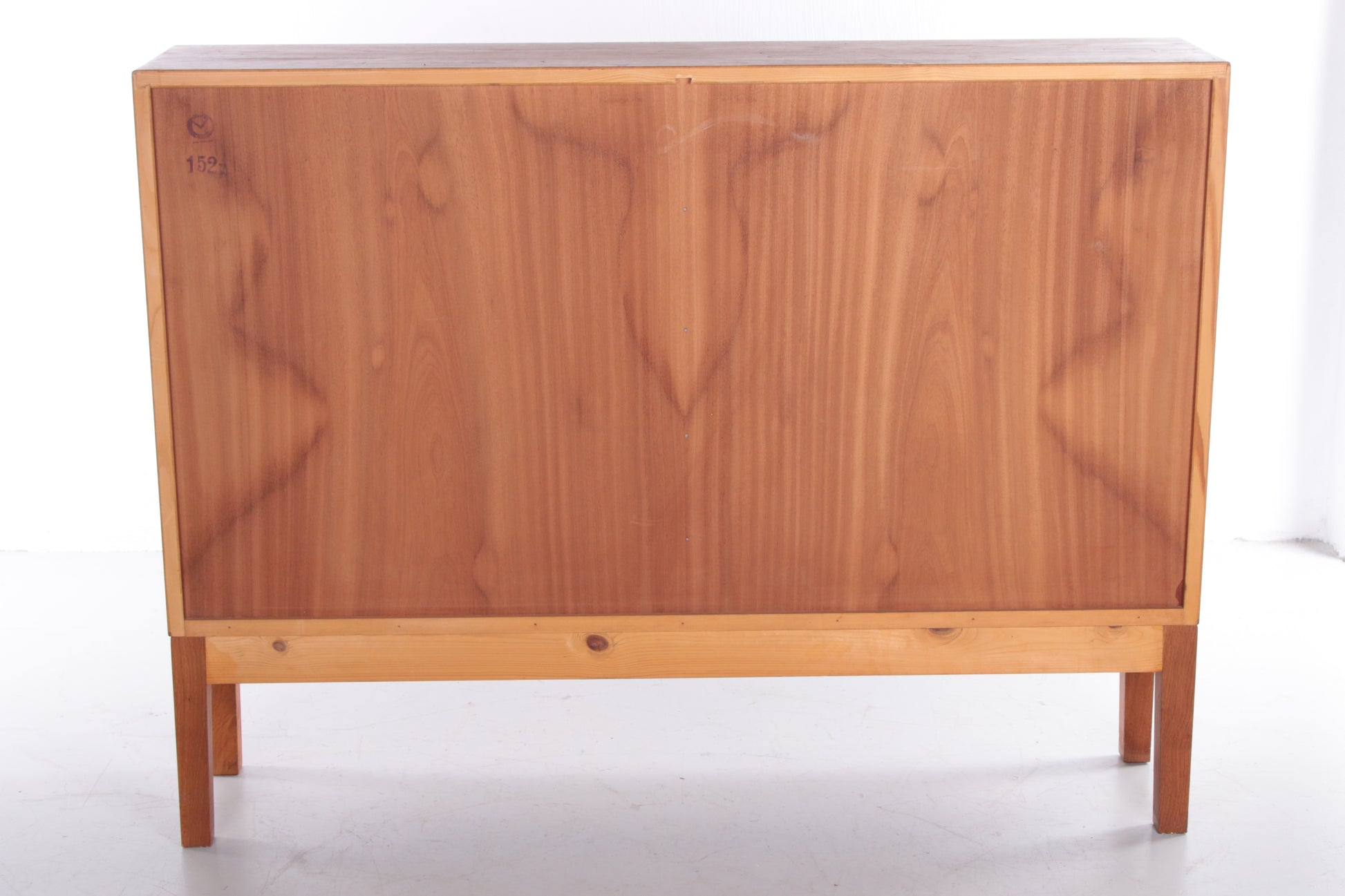 Design teak houten boekenkast achterkant