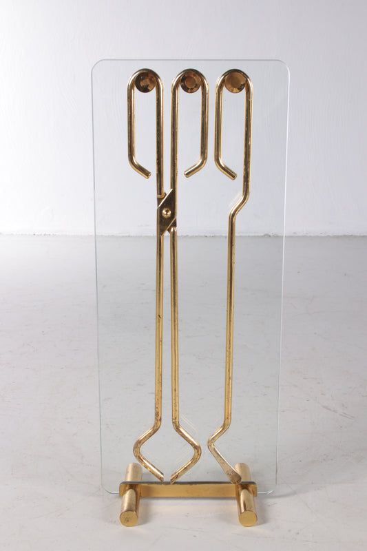 Stijlvol Italiaanse Open haard standaard Plexiglas met messing,1980