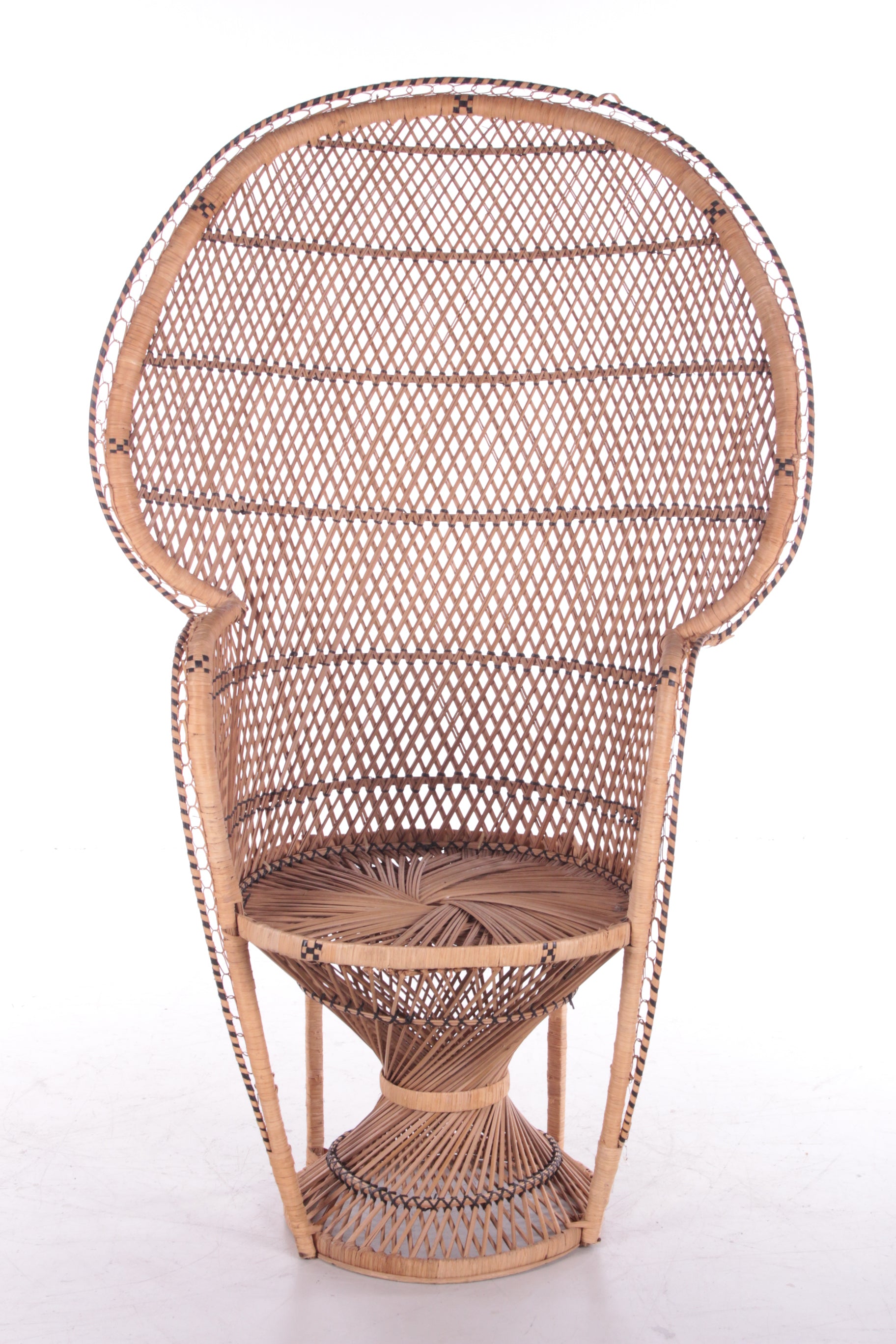 Vintage Bamboe Pauwstoel Emanuelle Chair,1970s voorkant