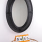 Big black oval bamboo wall mirror