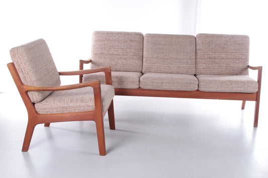 Set Teak 3-zits Senator Bank & Stoel van Ole Wanscher voor PJ Furniture A/S,1960s voorkant