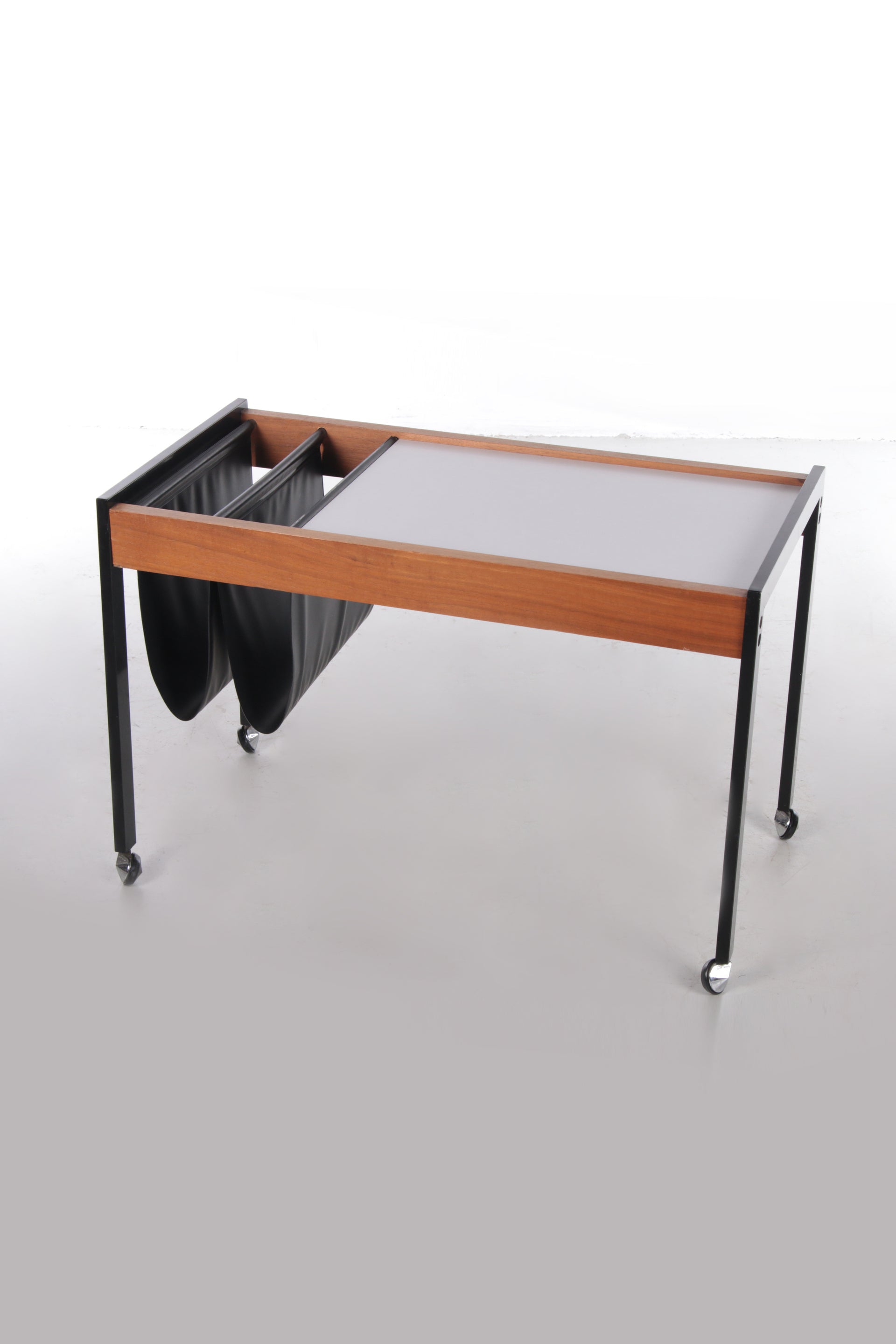 Vintage Side Table/Trolley with Integrated Magazine Rack