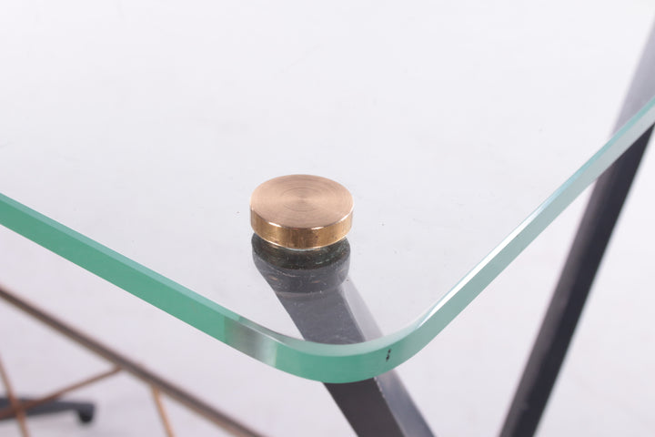 Angelo Ostuni Set van 3 bijzettafels, Italy 1950 detail knopje