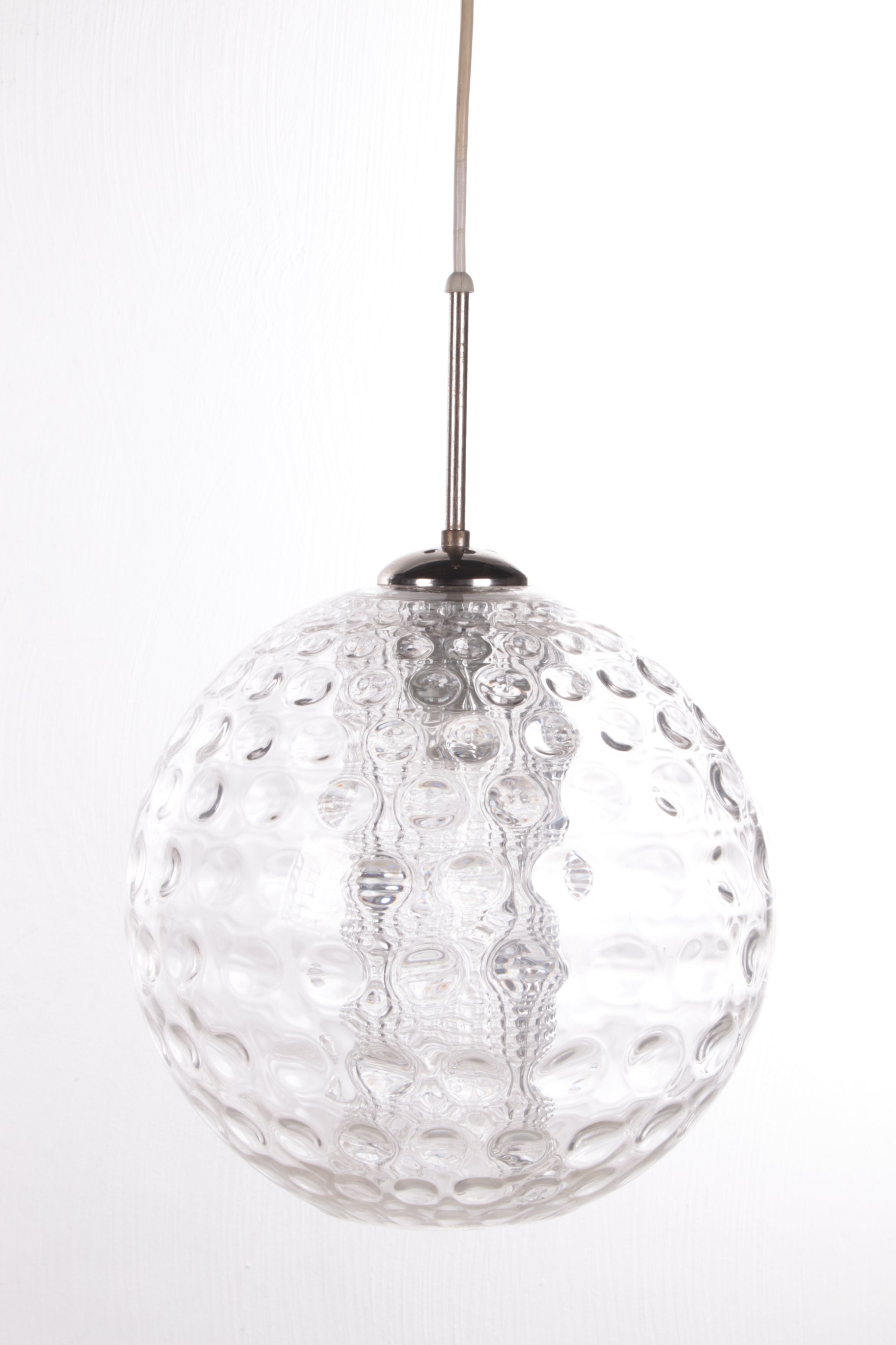 Vintage Ijsglas kogel hanglamp van Doria Leuchten,1960s