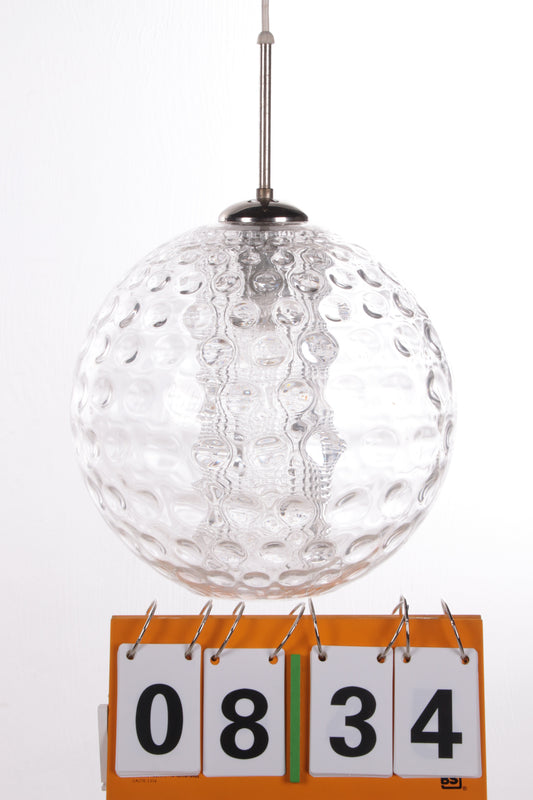 Vintage Ijsglas kogel hanglamp van Doria Leuchten,1960s