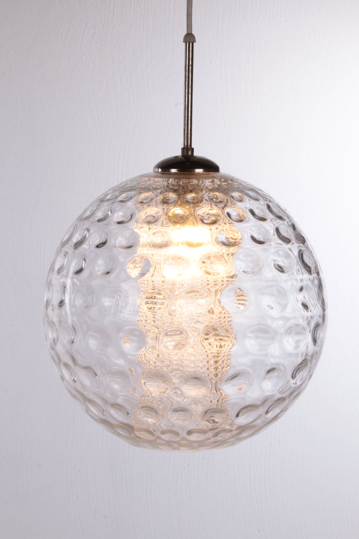 Vintage Ijsglas kogel hanglamp van Doria Leuchten,1960s