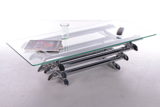 Vintage Designer coffee table with chrome tubes,1970s